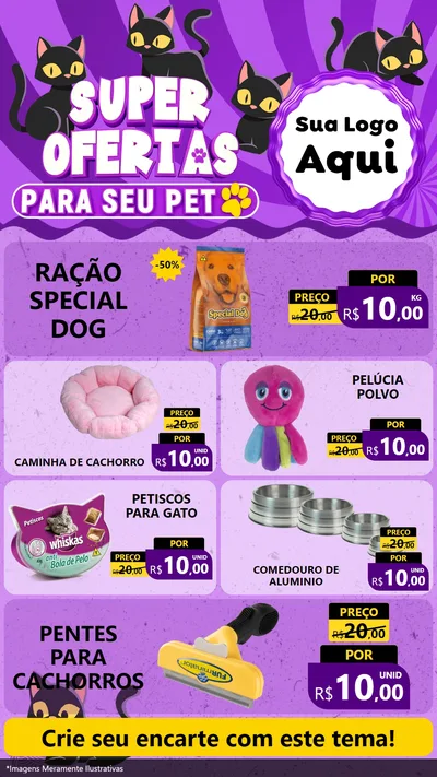 Modelo de TV para TV Vertical com o tema Super Ofertas Para Seu Pet para Pet Shop