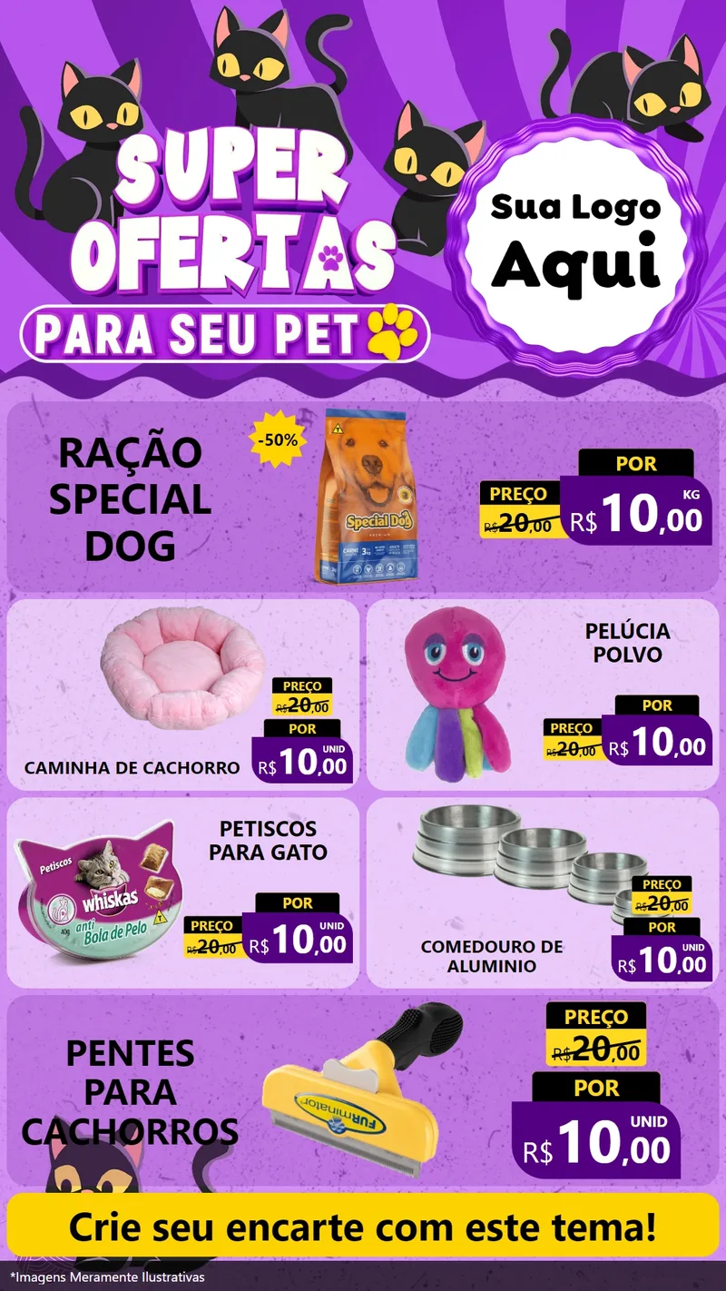 Modelo de TV para TV Vertical com o tema Super Ofertas Para Seu Pet para Pet Shop