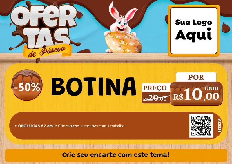 Modelo de Cartaz para Cartaz A4 Horizontal com o tema Ofertas de Páscoa para Agropecuária