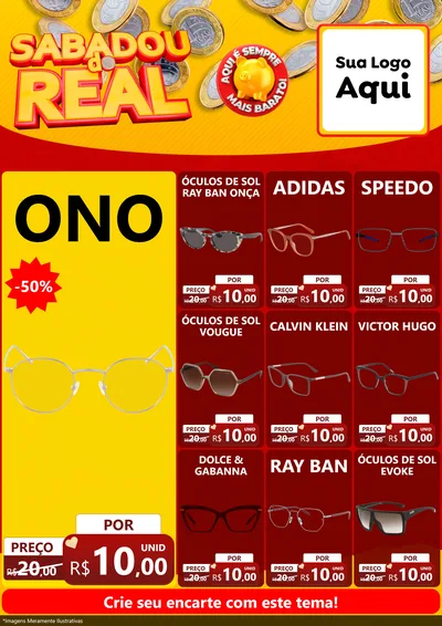 Modelo de Encarte para Encarte A4 Vertical com o tema Sabadou do Real para Óticas