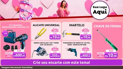 Modelo de TV para TV Horizontal com o tema Dia da Mulher para Maquinas e Ferramentas