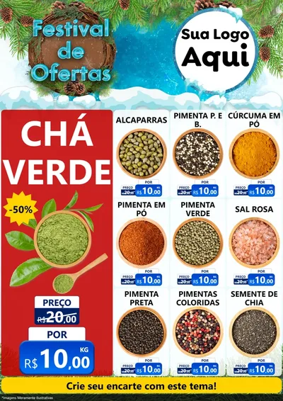 Modelo de Encarte para Encarte A4 Vertical com o tema Festival de Ofertas - Inverno para Produtos Naturais