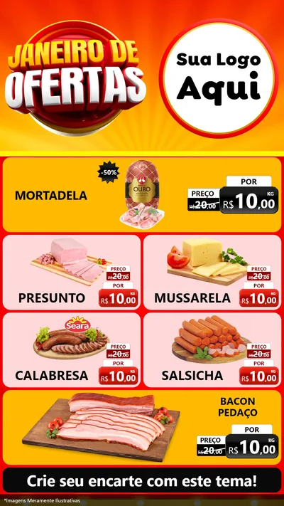 Modelo de TV para TV Vertical com o tema Janeiro de Ofertas para Frios e Laticínios