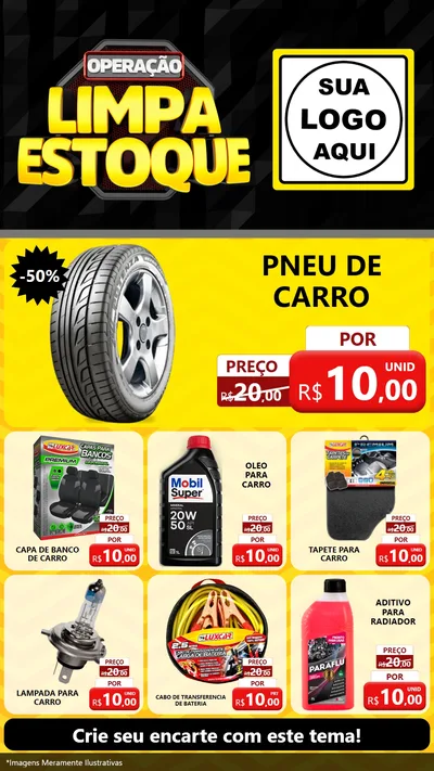 Modelo de Rede Social para Stories com o tema Operação Limpa Estoque para Auto peças