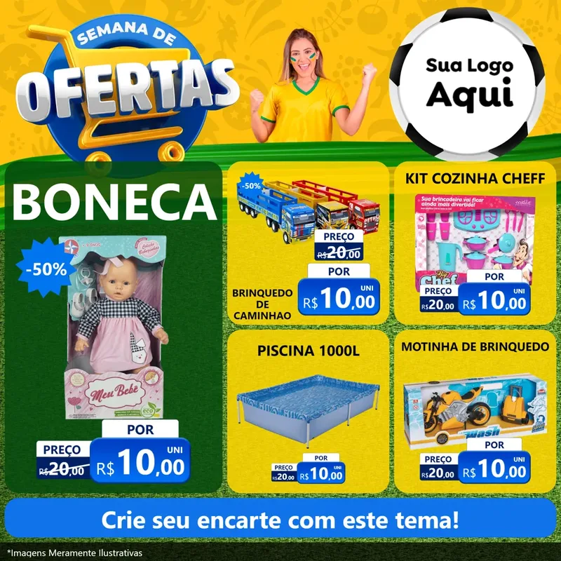 Modelo de Rede Social para Feed Facebook com o tema Semana de Ofertas - Copa para Brinquedos