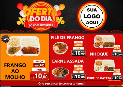Modelo de Encarte para Encarte A4 Horizontal com o tema Oferta do Dia - Só hoje, Aproveite! para Restaurante