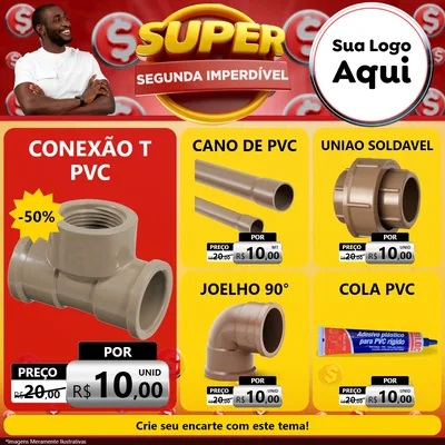 Modelo de Rede Social para Feed Facebook com o tema Super Segunda Imperdível para Tubos e conexões