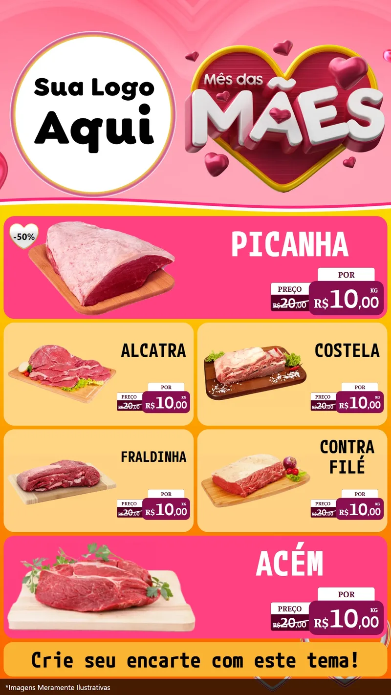 Modelo de TV para TV Vertical com o tema Mês das Mães para Açougue