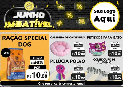 Modelo de Encarte para Encarte A4 Horizontal com o tema Junho Imbatível para Pet Shop