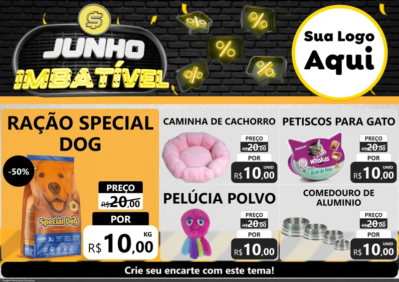 Modelo de Encarte para Encarte A4 Horizontal com o tema Junho Imbatível para Pet Shop