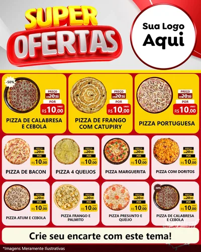 Modelo de Rede Social para Feed Instagram com o tema Super Ofertas para Pizzaria