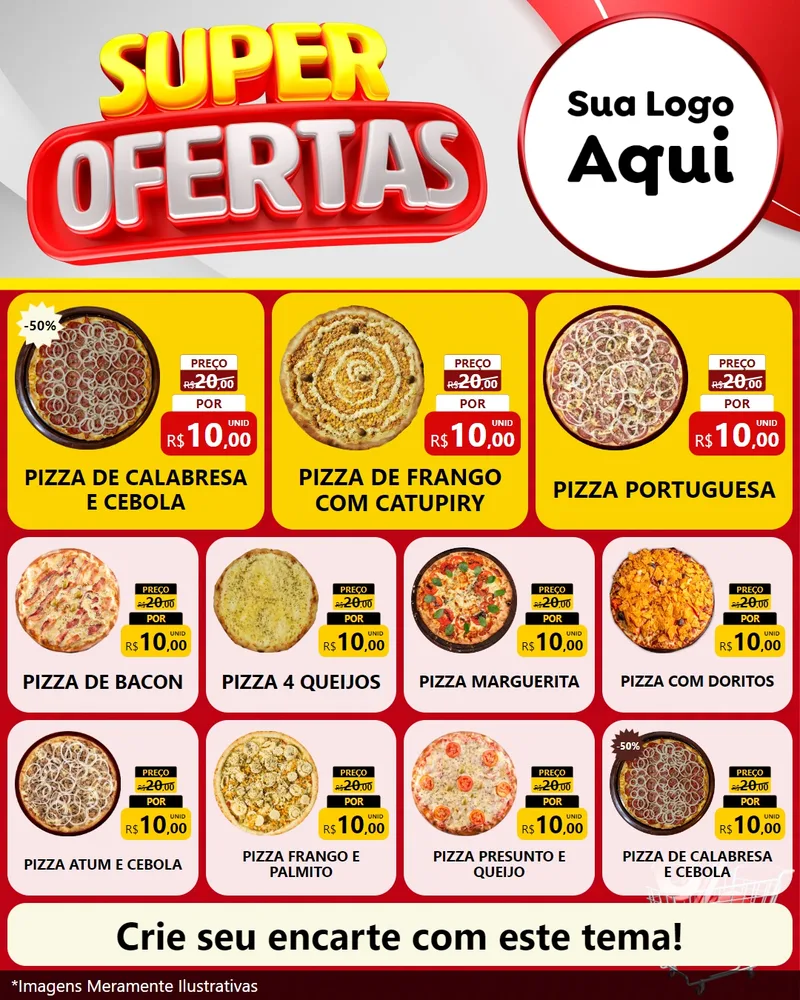 Modelo de Rede Social para Feed Instagram com o tema Super Ofertas para Pizzaria