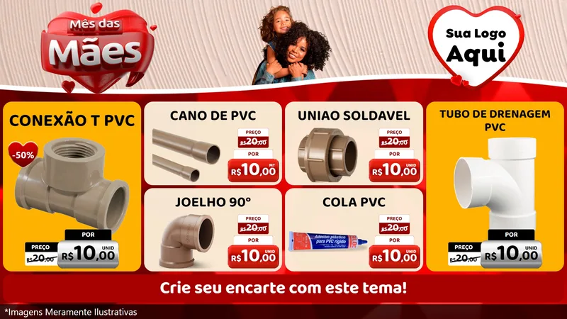 Modelo de TV para TV Horizontal com o tema Mês das Mães para Tubos e conexões