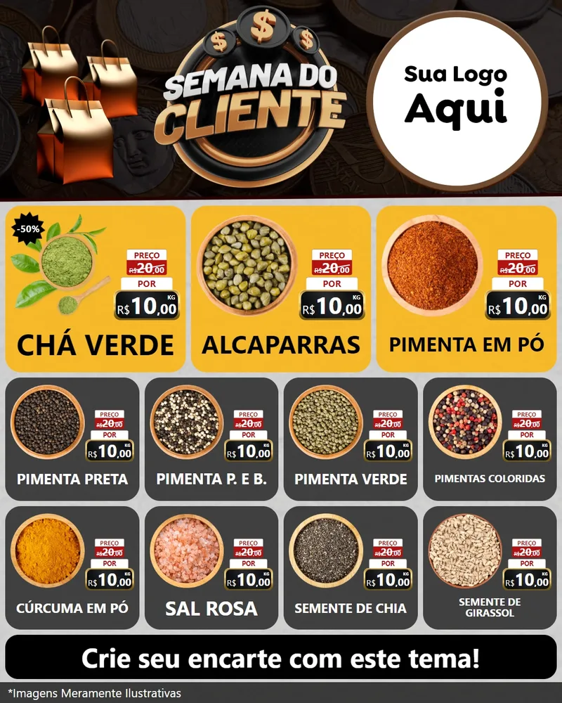 Modelo de Rede Social para Feed Instagram com o tema Semana do Cliente para Produtos Naturais