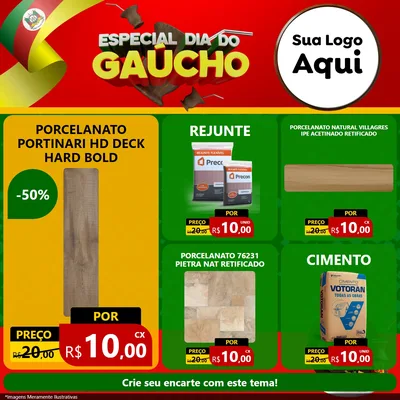 Modelo de Rede Social para Feed Facebook com o tema Especial Dia do Gaúcho para Pisos e revestimentos