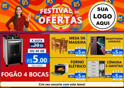 Modelo de Encarte para Encarte A4 Horizontal com o tema Festival de Ofertas para Móveis e Eletro