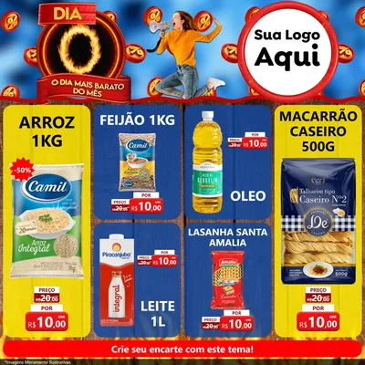 Modelo de Rede Social para Feed Facebook com o tema Dia O - O Dia Mais Barato Do Mês para Supermercado