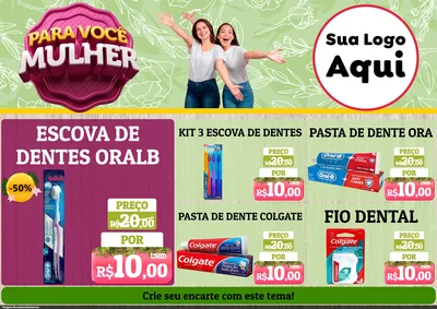 Modelo de Encarte para Encarte A4 Horizontal com o tema Para Você Mulher para Higiene Pessoal