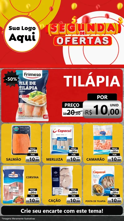 Modelo de Rede Social para Stories com o tema Segunda de Ofertas para Peixaria