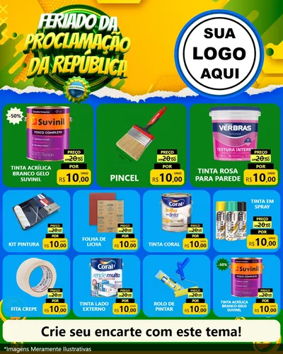 Modelo de Rede Social para Feed Instagram com o tema Feriado da Proclamação da República para Tintas e Ferramentas