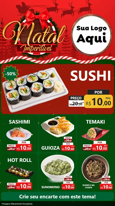 Modelo de Rede Social para Stories com o tema Natal Imperdível para Comida japonesa