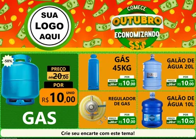 Modelo de Encarte para Encarte A4 Horizontal com o tema Comece Outubro Economizando para Água e gás