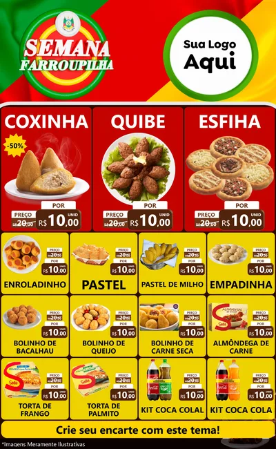 Modelo de Encarte para Encarte Grande com o tema Semana Farroupilha para Salgadaria