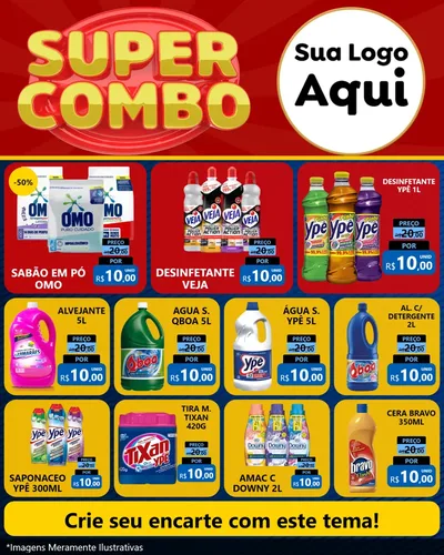 Modelo de Rede Social para Feed Instagram com o tema Super Combo para Produtos de Limpeza