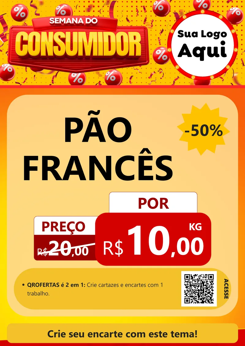 Modelo de Cartaz para Cartaz A4 Vertical com o tema Semana do Consumidor para Padaria