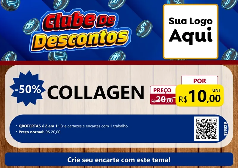 Modelo de Cartaz para Cartaz A4 Horizontal com o tema Clube de Descontos para Suplementos alimentares