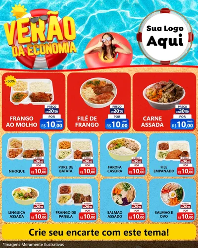 Modelo de Rede Social para Feed Instagram com o tema Verão da Economia para Restaurante