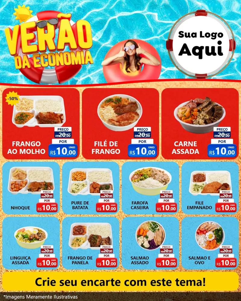 Modelo de Rede Social para Feed Instagram com o tema Verão da Economia para Restaurante