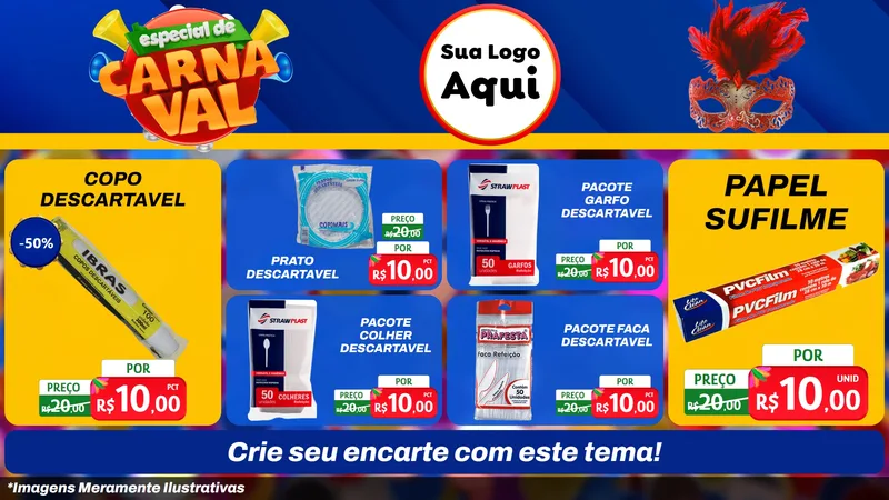 Modelo de TV para TV Horizontal com o tema Especial de Carnaval para Embalagens