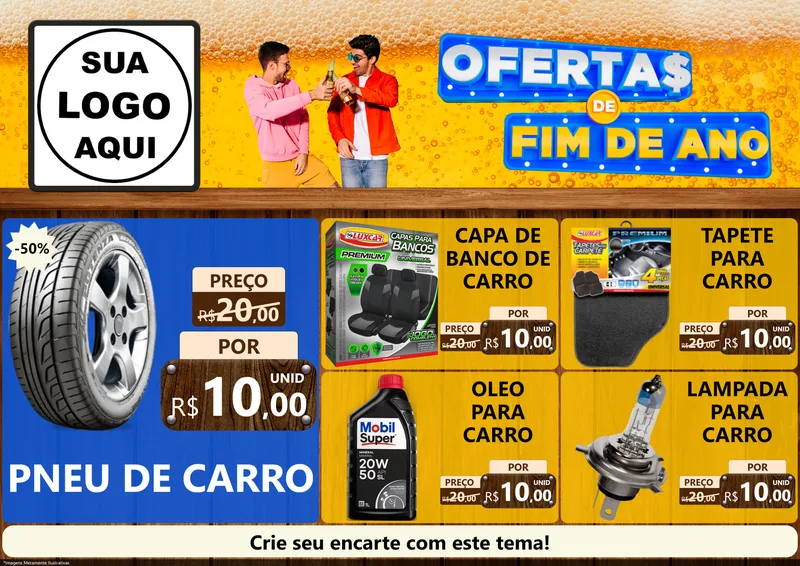 Modelo de Encarte para Encarte A4 Horizontal com o tema Ofertas de Fim de Ano para Auto peças