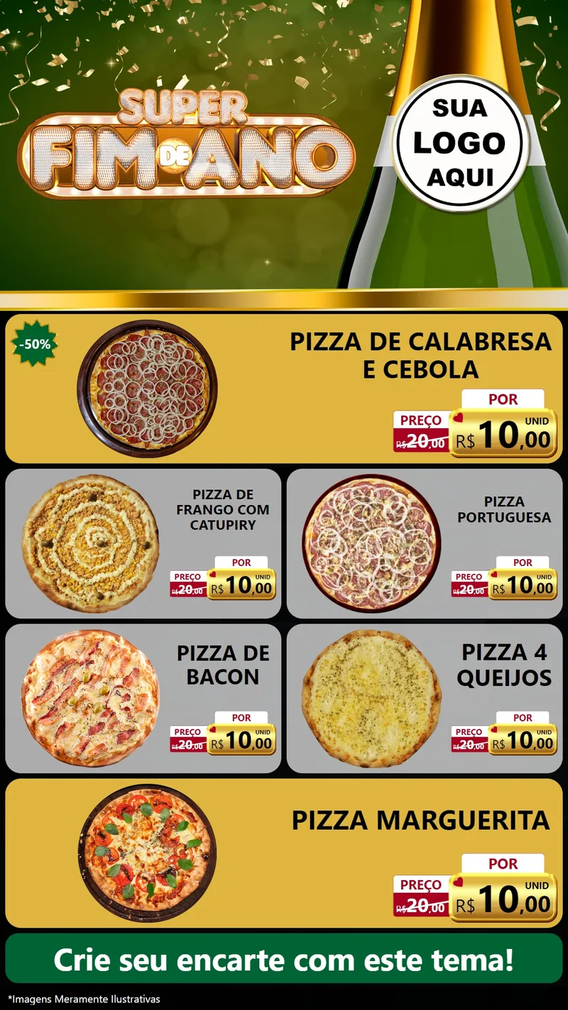 Modelo de TV para TV Vertical com o tema Super Fim de Ano para Pizzaria
