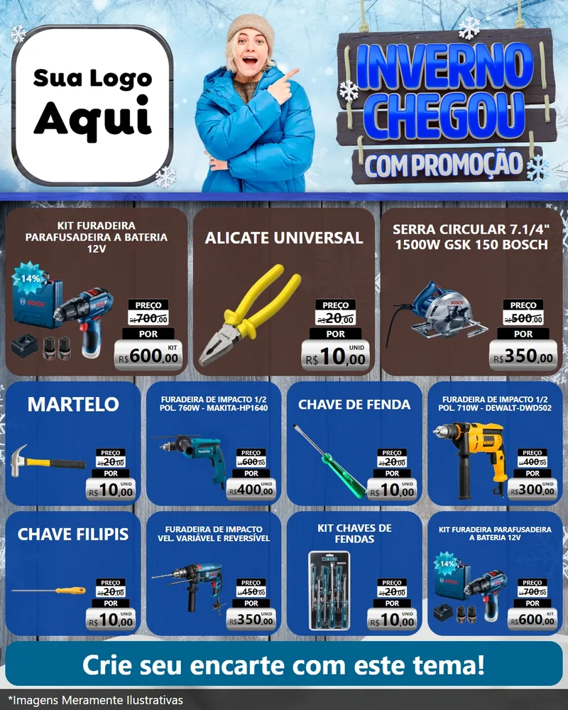 Modelo de Rede Social para Feed Instagram com o tema Inverno Chegou Com Promoção para Maquinas e Ferramentas