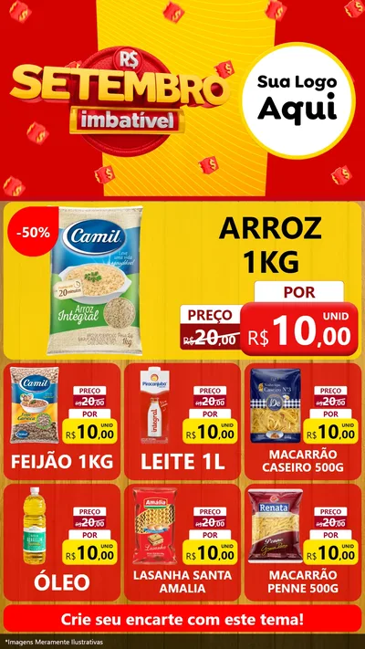 Modelo de Rede Social para Stories com o tema Setembro Imbatível para Supermercado