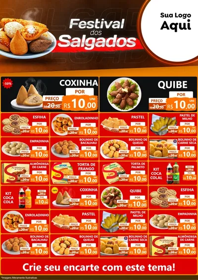 Modelo de Encarte para Encarte A4 Vertical com o tema Festival dos Salgados