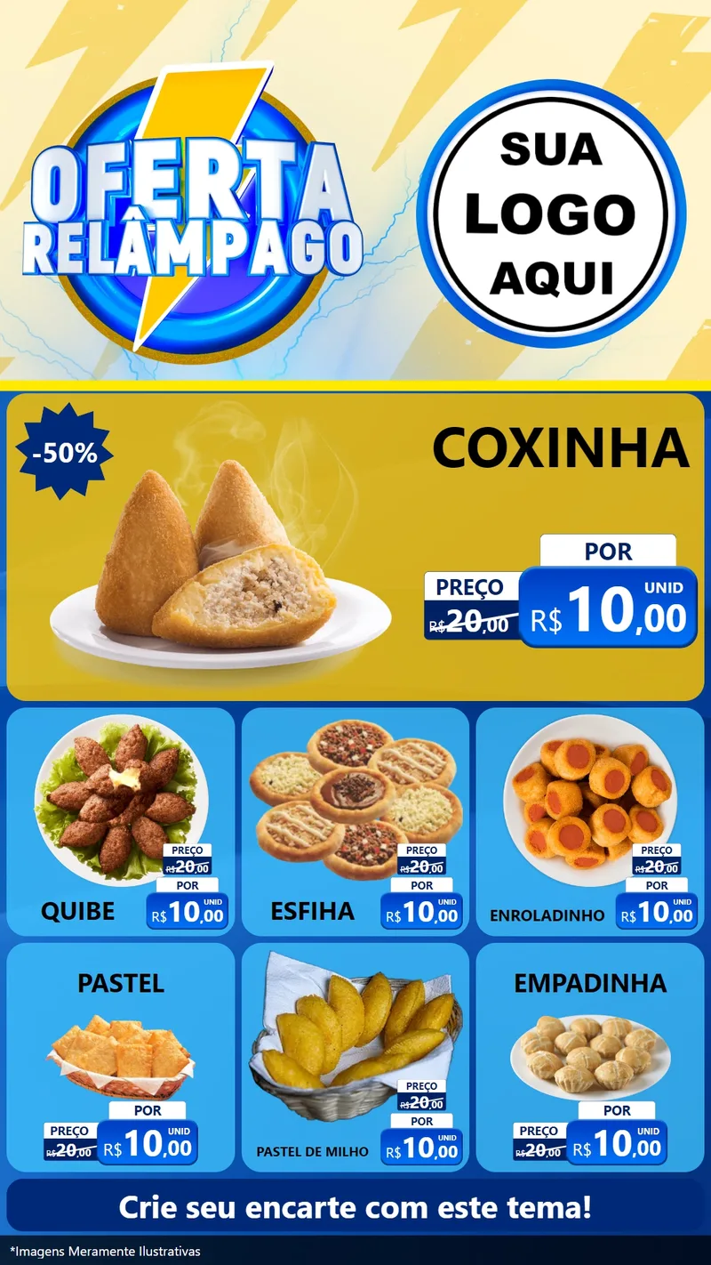 Modelo de Rede Social para Stories com o tema Oferta Relâmpago para Salgadaria