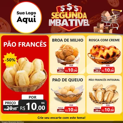 Modelo de Rede Social para Feed Facebook com o tema Segunda Imbatível para Padaria
