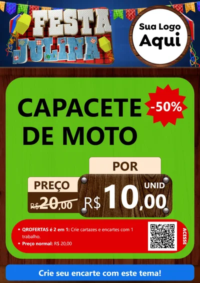 Modelo de Cartaz para Cartaz A4 Vertical com o tema Festa Julina para Moto peças