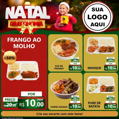 Modelo de Rede Social para Feed Facebook com o tema Natal da Economia para Restaurante