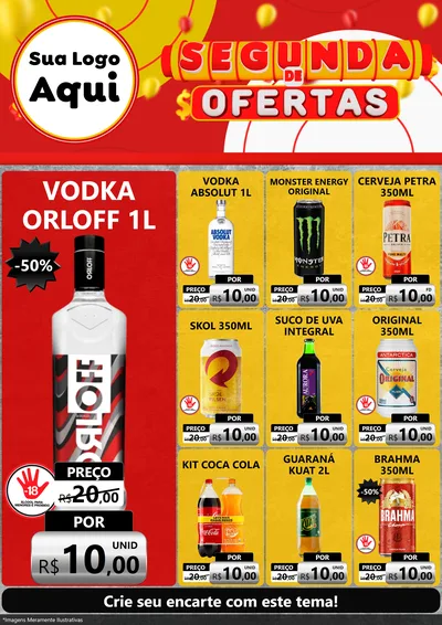 Modelo de Encarte para Encarte A4 Vertical com o tema Segunda de Ofertas para Distribuidora de bebidas