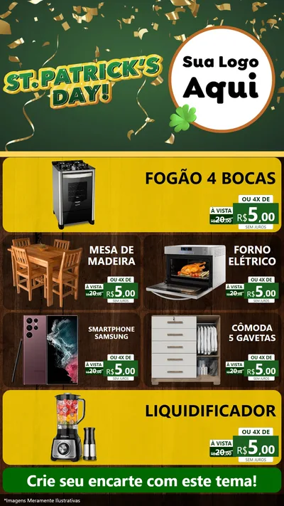 Modelo de TV para TV Vertical com o tema St Patriks Day para Móveis e Eletro