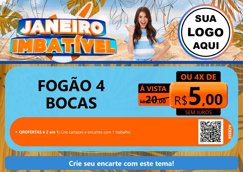 Modelo de Cartaz para Cartaz A4 Horizontal com o tema Janeiro Imbatível para Móveis e Eletro