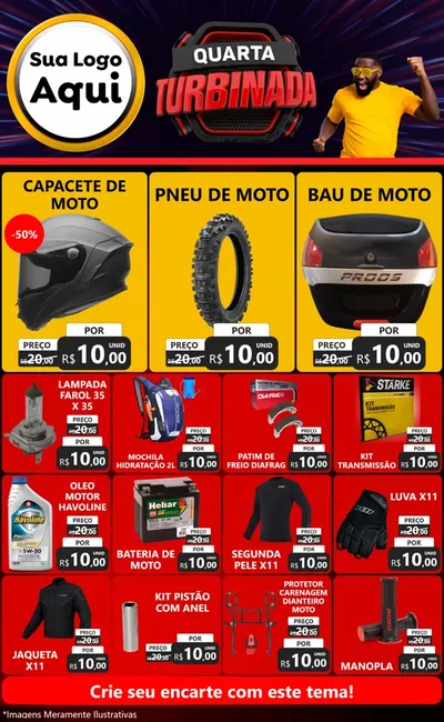 Modelo de Encarte para Encarte Grande com o tema Quarta Turbinada para Moto peças