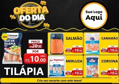Modelo de Encarte para Encarte A4 Horizontal com o tema Oferta Do Dia para Peixaria
