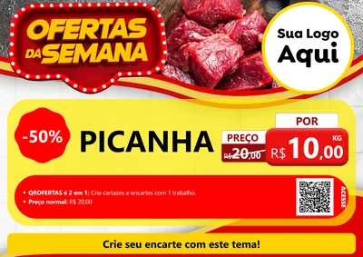 Modelo de Cartaz para Cartaz A4 Horizontal com o tema Ofertas da Semana para Açougue