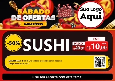 Modelo de Cartaz para Cartaz A4 Horizontal com o tema Sábado de Ofertas Imbatíveis para Comida japonesa