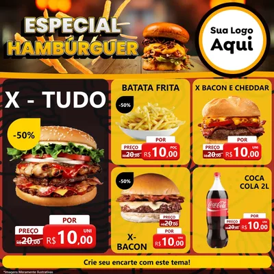 Modelo de Rede Social para Feed Facebook com o tema Especial Hambúrguer para Hamburgueria
